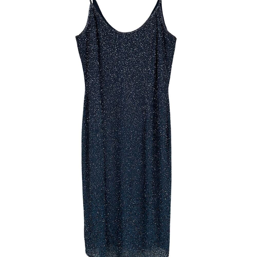 Evening Party Dress, Blue Sequins, Size 8